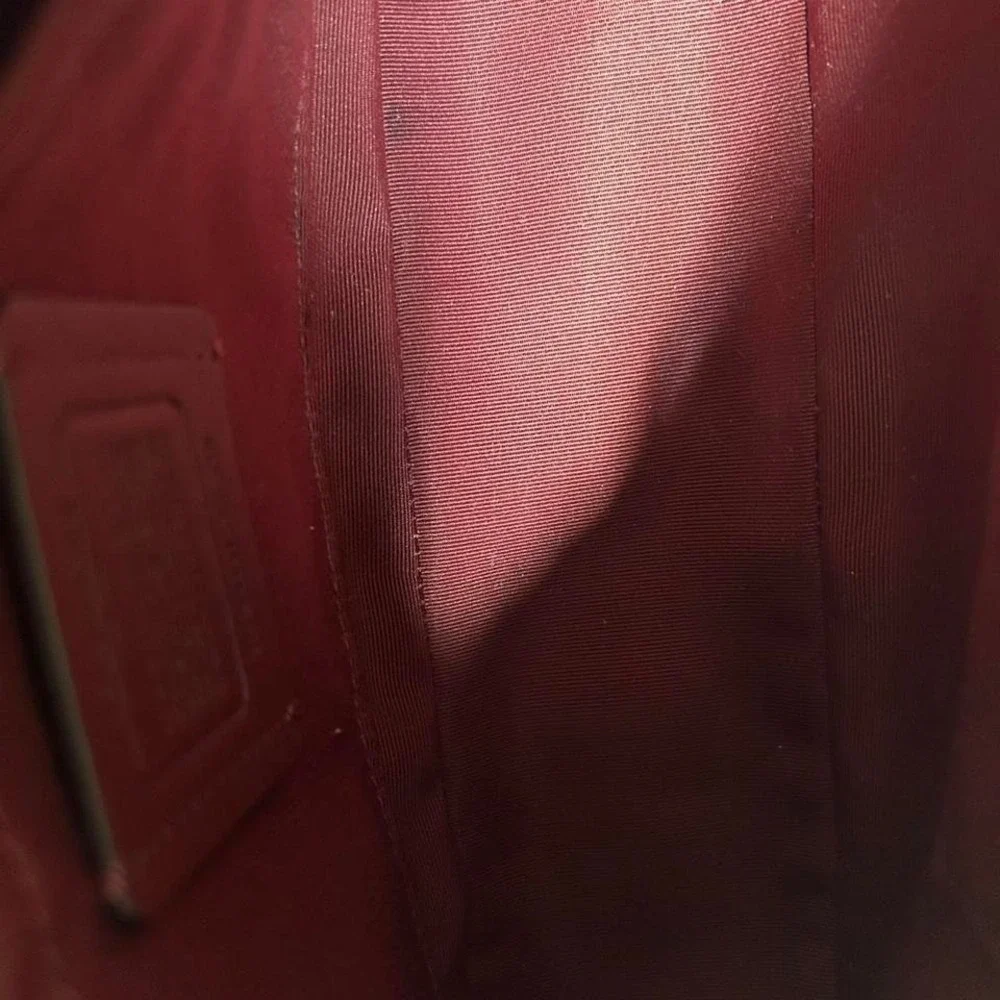 Coach Teri Khaki Electric Pink Signature Canvas Shoulder Bag Excellent‎